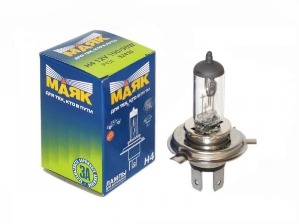 Автолампа 12 v Н4 100/90 МАЯК Р43 ( 52450 ) Автолампа 12 v Н4 100/90 МАЯК Р43 ( 52450 )